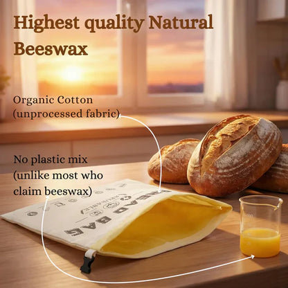 Caldris 100% Cotton-Beeswax Bread Bags